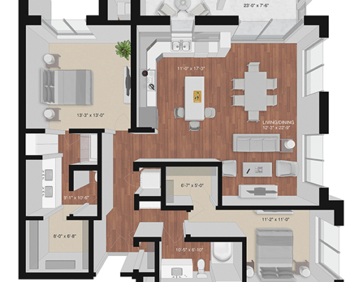 two bedroom apartment floor plan