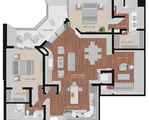 two bedroom apartment floor plan