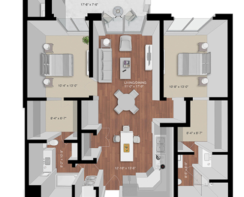 two bedroom apartment floor plan