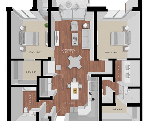 two bedroom apartment floor plan