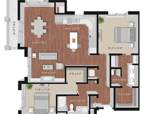 two bedroom apartment floor plan