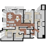 three bedroom apartment floor plan